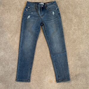 7 For All Mankind Distressed Blue Ankle Jeans